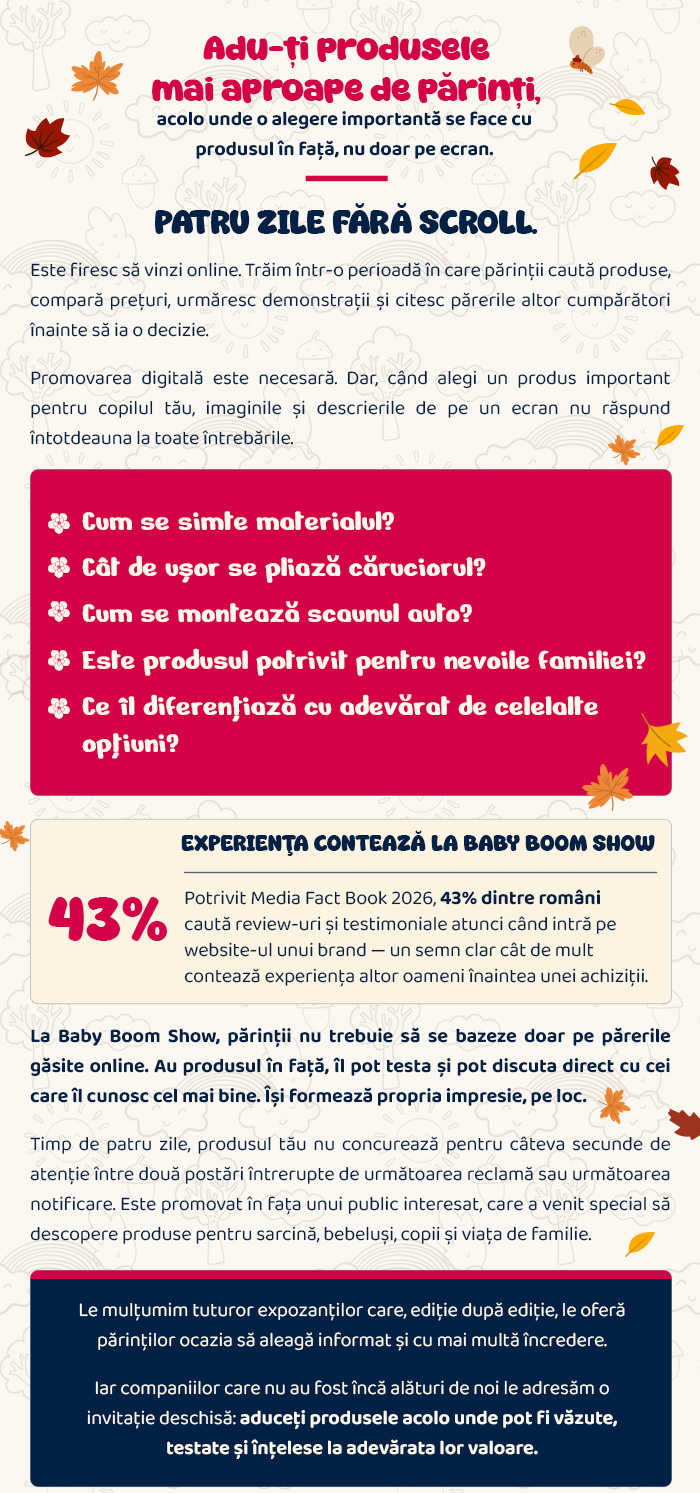 Patru zile fără scroll · Produsele pentru copii, văzute și testate la Baby Boom Show