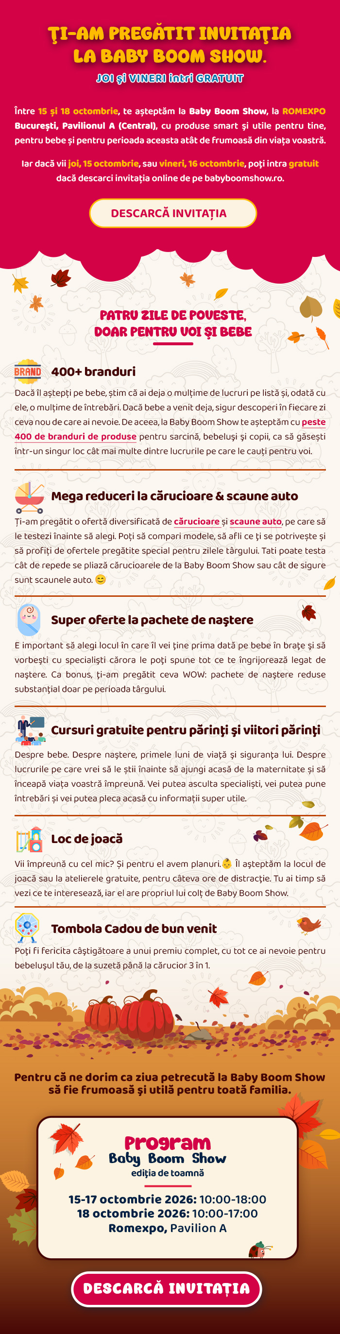 Ți-am pregătit invitația la Baby Boom Show · joi sau vineri intri gratuit · descarcă invitația