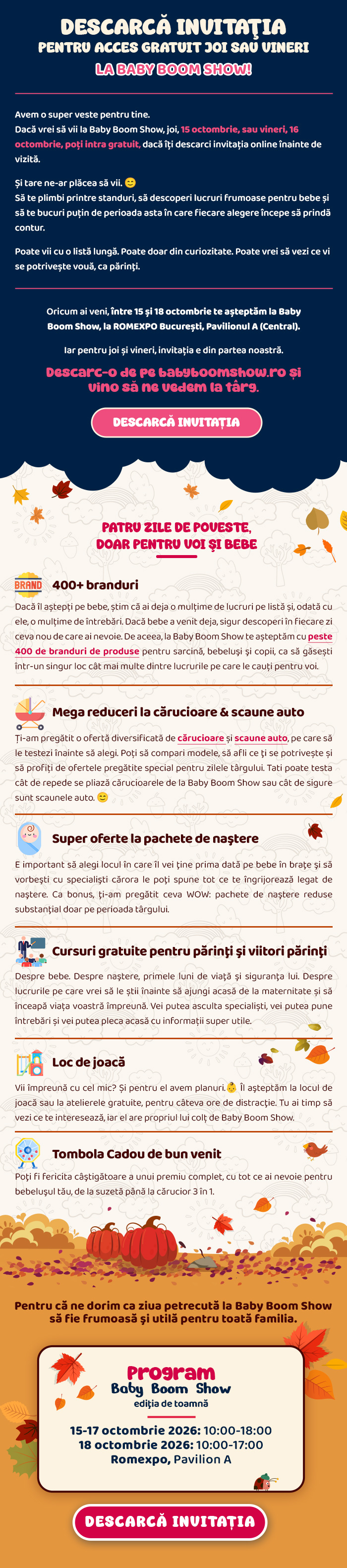 Ți-am pregătit invitația la Baby Boom Show · joi sau vineri intri gratuit · descarcă invitația