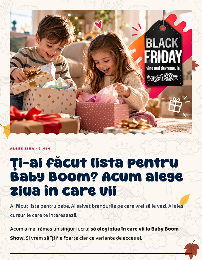 Ţi-ai făcut lista pentru Baby Boom? Acum alege ziua în care vii — Black Friday vine mai devreme la babyboom