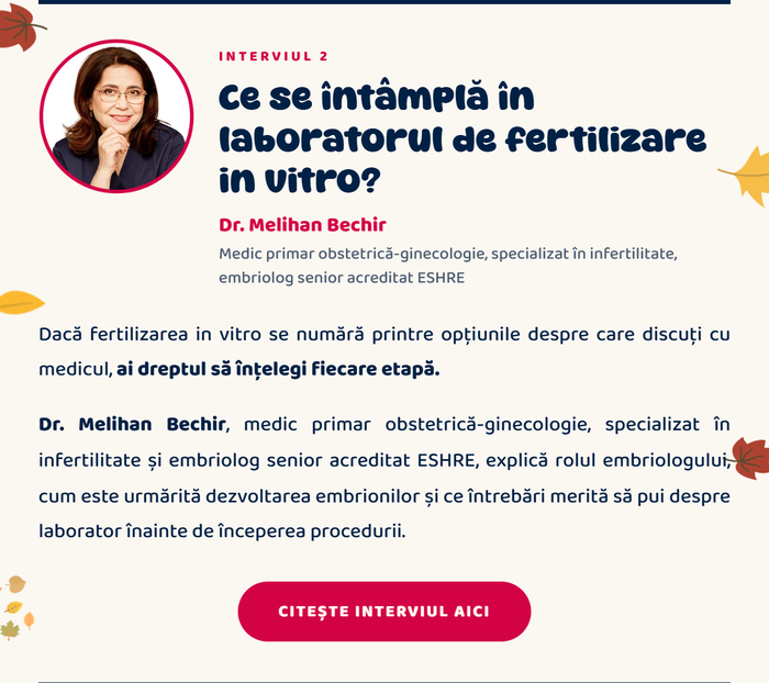 Interviul 2 · Ce se întâmplă în laboratorul de fertilizare in vitro? Dr. Melihan Bechir · Citește interviul aici
