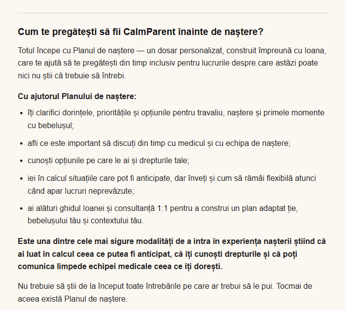 Cum te pregătești să fii CalmParent înainte de naștere? Totul începe cu Planul de naștere.