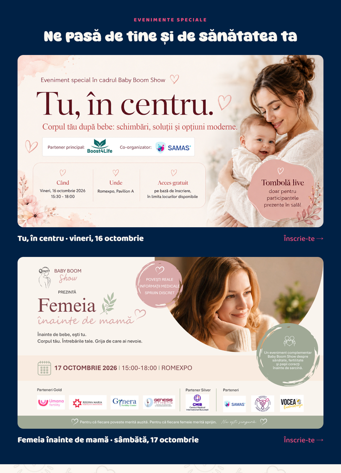 Evenimente speciale · Tu, în centru – vineri, 16 octombrie · Femeia, înainte de mamă – sâmbătă, 17 octombrie
