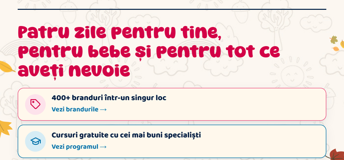 Patru zile pentru tine, pentru bebe și pentru tot ce aveți nevoie: 400+ branduri într-un singur loc, cursuri gratuite cu cei mai buni specialiști