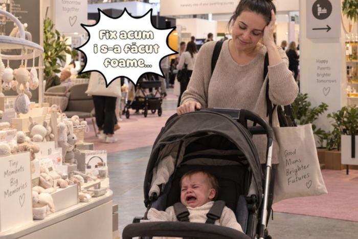 Vii cu bebe la Baby Boom? Ne-am gândit și la asta · Fix acum i s-a făcut foame…