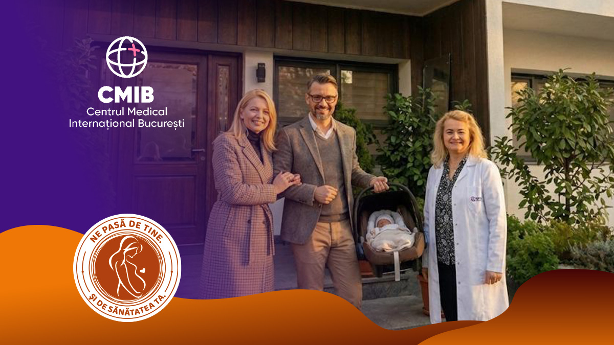 Dr. Denisa Marina Protopopescu alături de o familie, la Centrul Medical Internațional București (CMIB)